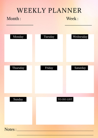 Pastel pink gradient weekly women's Schedule Planner Design Template