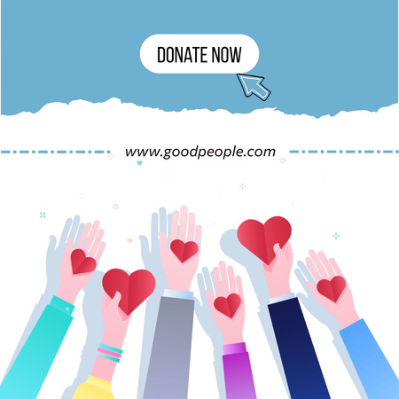 Ontwerpsjabloon van Instagram van Charity Helping Hands with Red Heart