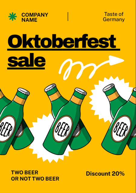 Oktoberfest Sale Announcement with Green Bottles Flyer A7 tervezősablon