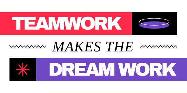 Quote about Teamwork makes Dream Work Twitter Šablona návrhu