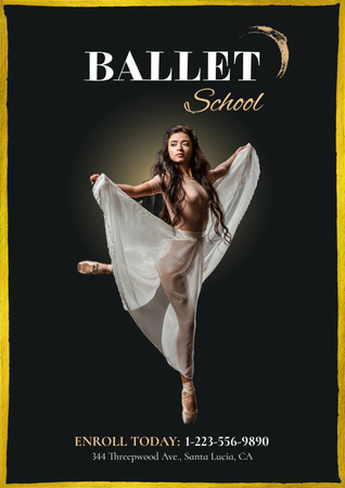 Plantilla de diseño de Ballet School Ad Poster 