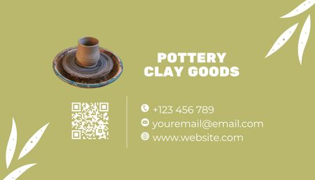 Pottery Items for Sale Ad on Green Business Card US Design Template
