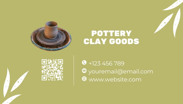 Pottery Items for Sale Ad on Green Business Card US Tasarım Şablonu