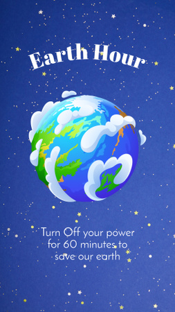 Designvorlage Ankündigung der Earth Hour mit Globus für Instagram Story