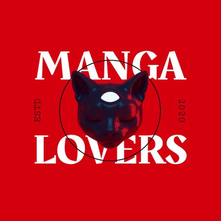 Template di design Manga Lovers Club Emblem Logo