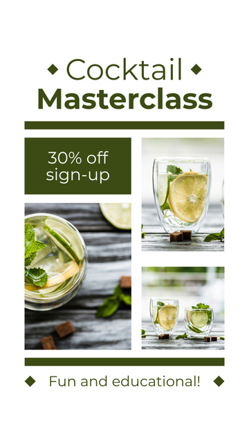 Fun and Educational Cocktail Masterclass Instagram Story Modelo de Design