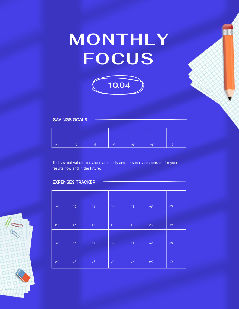 Monthly Planner with Orange Pencils Notepad 8.5x11in Modelo de Design