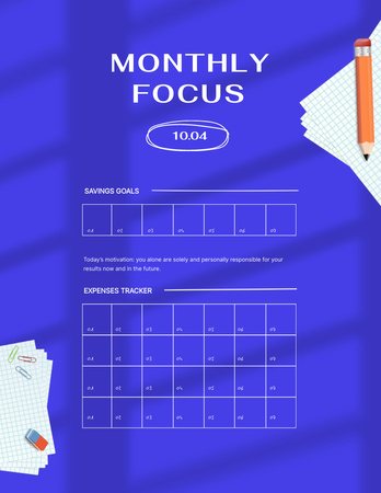 Designvorlage Monatsplaner mit orangefarbenen Stiften für Notepad 8.5x11in