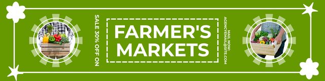 Designvorlage Farmers Market Invitation on Green für Twitter