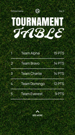 Designvorlage Soccer Tournament Table für Instagram Story