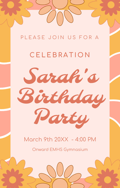 Plantilla de diseño de Young Woman Birthday Party Announcement Invitation 4.6x7.2in 