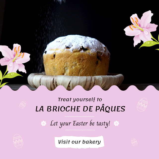 Easter Brioche With Powder Sugar Offer Animated Postデザインテンプレート