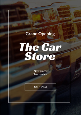 Car Store Grand Opening Announcement Poster Modelo de Design