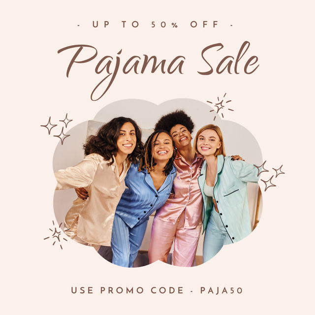 Promo Code Offers on Pajama Sale Instagram AD – шаблон для дизайну