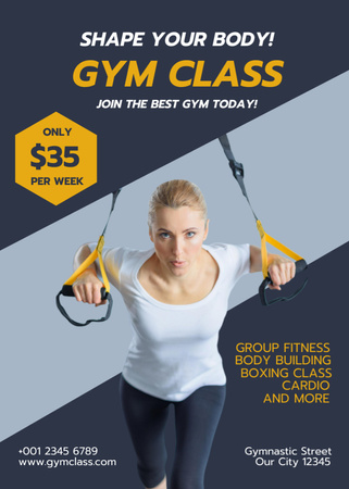 Woman Training with Fitness Straps at Gym Club Flayer Design Template
