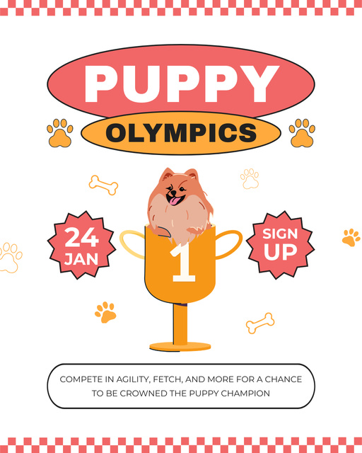 Puppy Championship and Competition Instagram Post Vertical Design Template