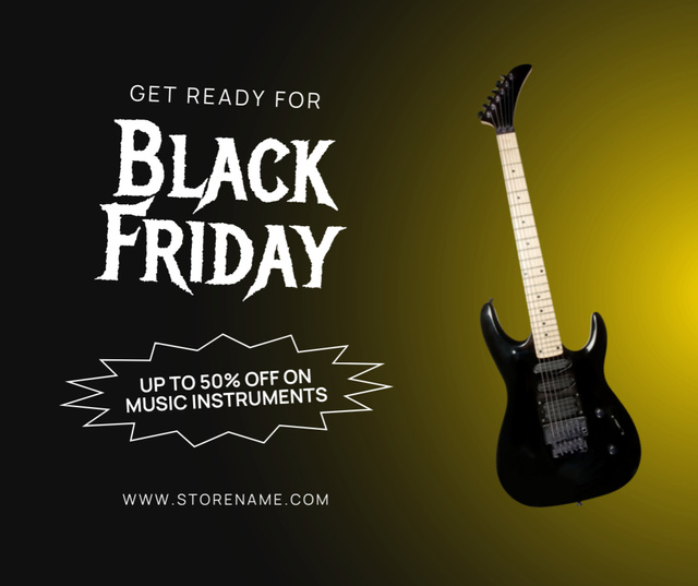 Plantilla de diseño de Music Instruments Sale on Black Friday Facebook 
