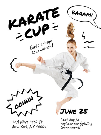 Karate Championship Announcement Poster US Design Template