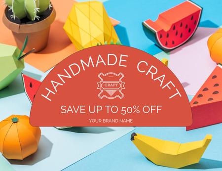 Handmade Craft Market Sale Offer Thank You Card 5.5x4in Horizontal Design Template