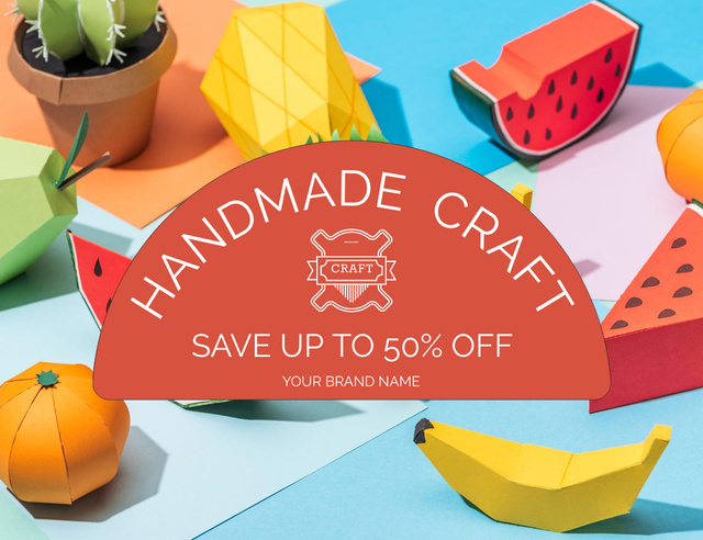 Szablon projektu Sale of Handmade Items at Craft Market Thank You Card 5.5x4in Horizontal