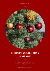 Christmas Sale Offer With Tree And Baubles