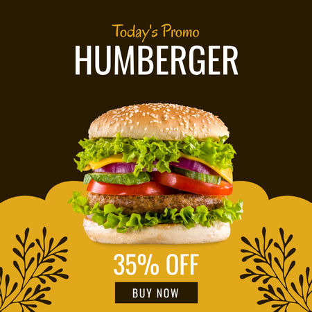 Discount on Delicious Hamburgers Instagram Design Template