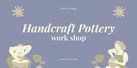 Potters Making Pots in Pottery Workshop Twitter Design Template