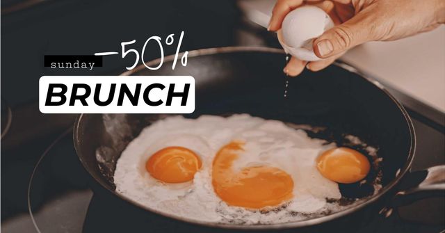 Modèle de visuel Brunch offer with Fried Eggs - Facebook AD
