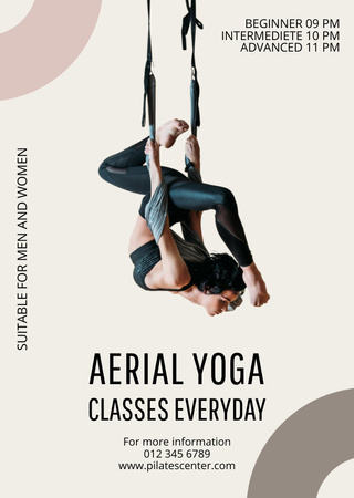 Aerial Yoga Class Announcement Flyer A6 Design Template