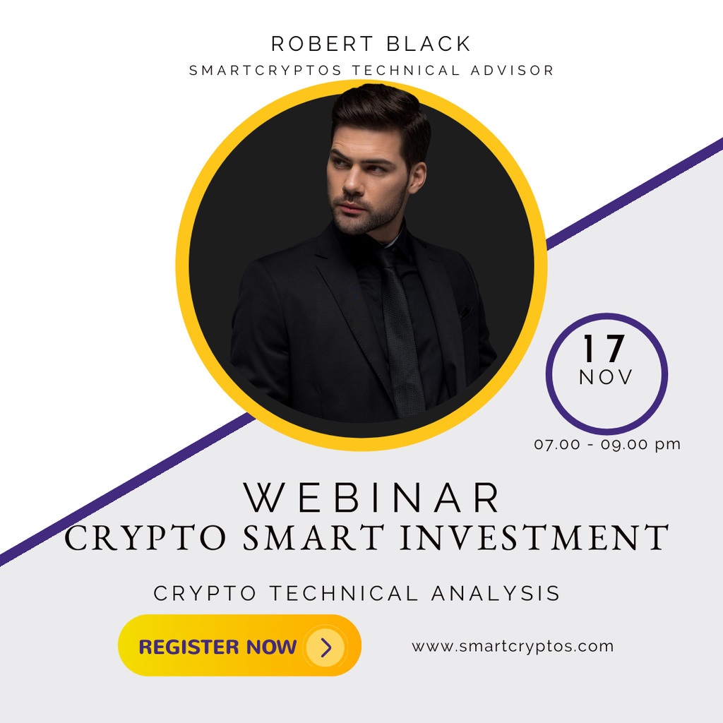 Modèle de visuel Crypto Smart Investment Webinar Offer for Beginners - Instagram