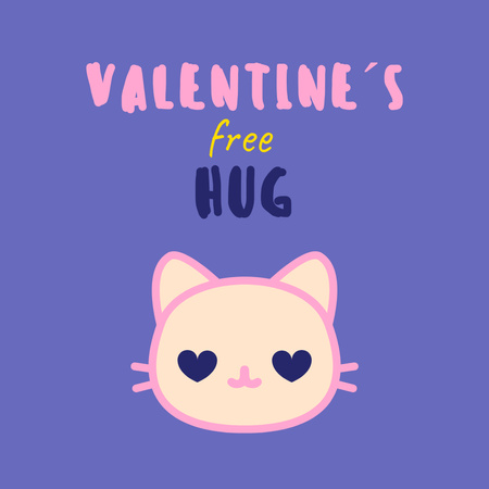 Valentines Day Greeting with Cute Cat Instagram Design Template