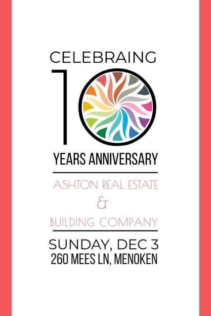 10 Years Anniversary Invitation Simple Frame Tumblr Modelo de Design