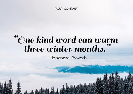 Цитата о зиме с горным пейзажем Card – шаблон для дизайна