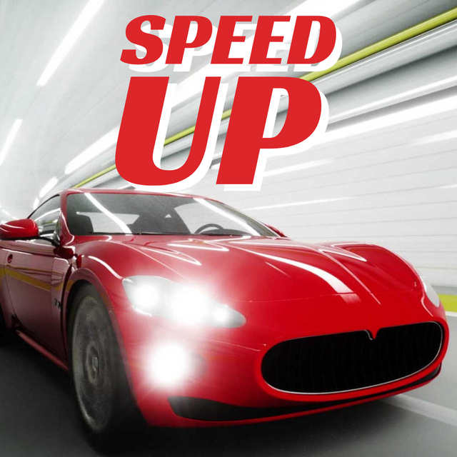 Red sports car driving fast Animated Post Design Template