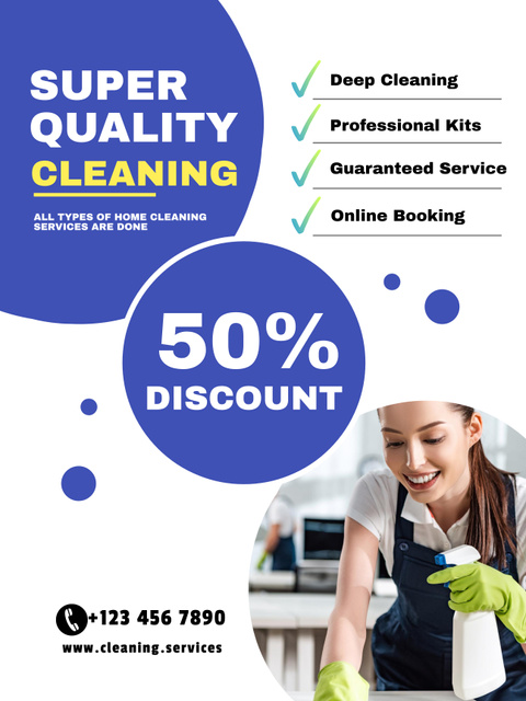 Affordable Cleaning Services Offer With Booking Poster 36x48in tervezősablon