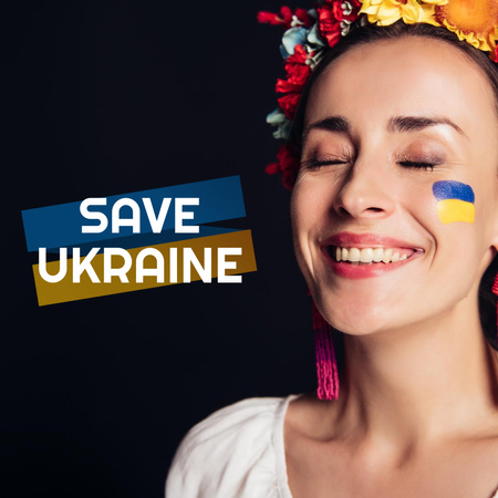 Ontwerpsjabloon van Instagram van Motivation to Save Ukraine with Beautiful Woman