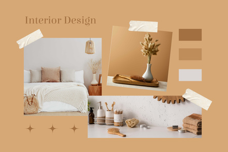 Warm Beige Interior Design in Photos Mood Board Πρότυπο σχεδίασης