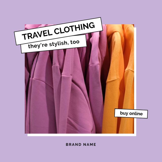 Plantilla de diseño de Travel Clothing Sale Offer with Hoodies Animated Post 