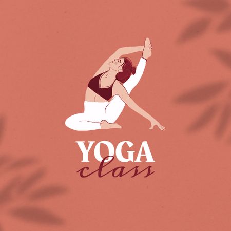 Yoga Class Ad with Woman meditating Logo Design Template