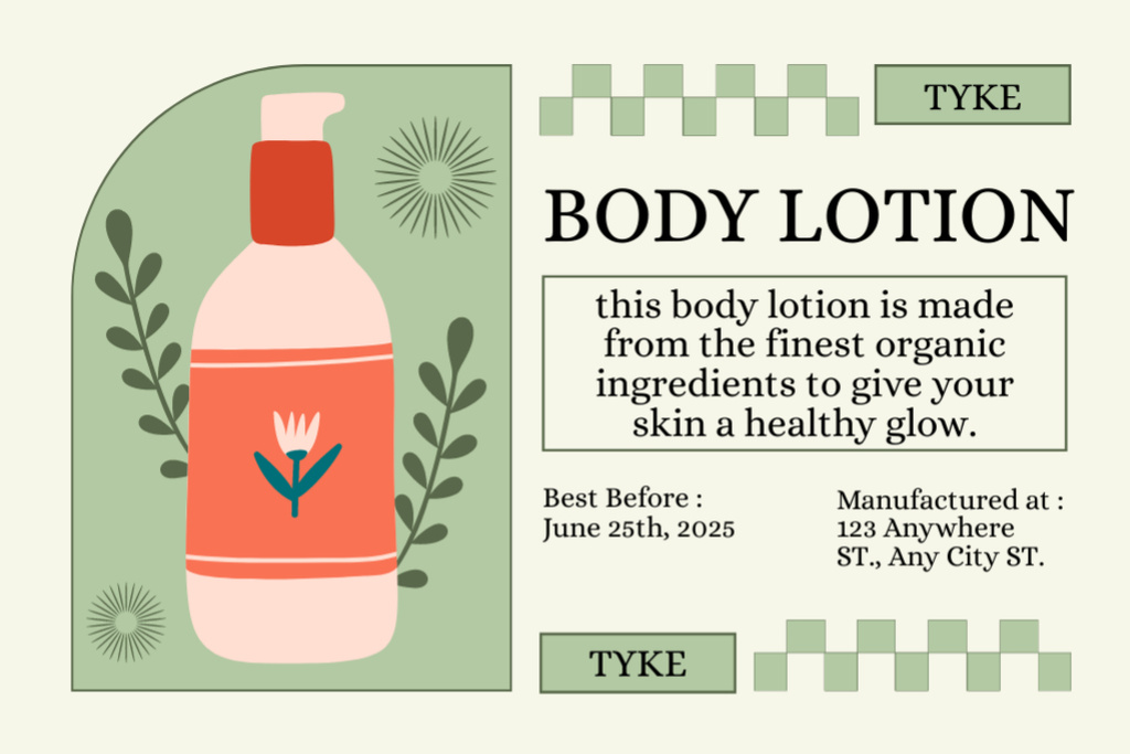 Herbal Body Lotion With Glowing Effect Label Tasarım Şablonu