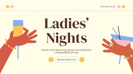 Plantilla de diseño de Música y baile en cóctel de mujeres Youtube Thumbnail 