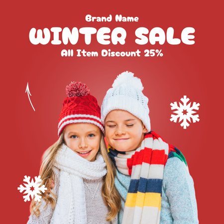 Children’s Winter Knitwear Items Sale Instagram AD Design Template