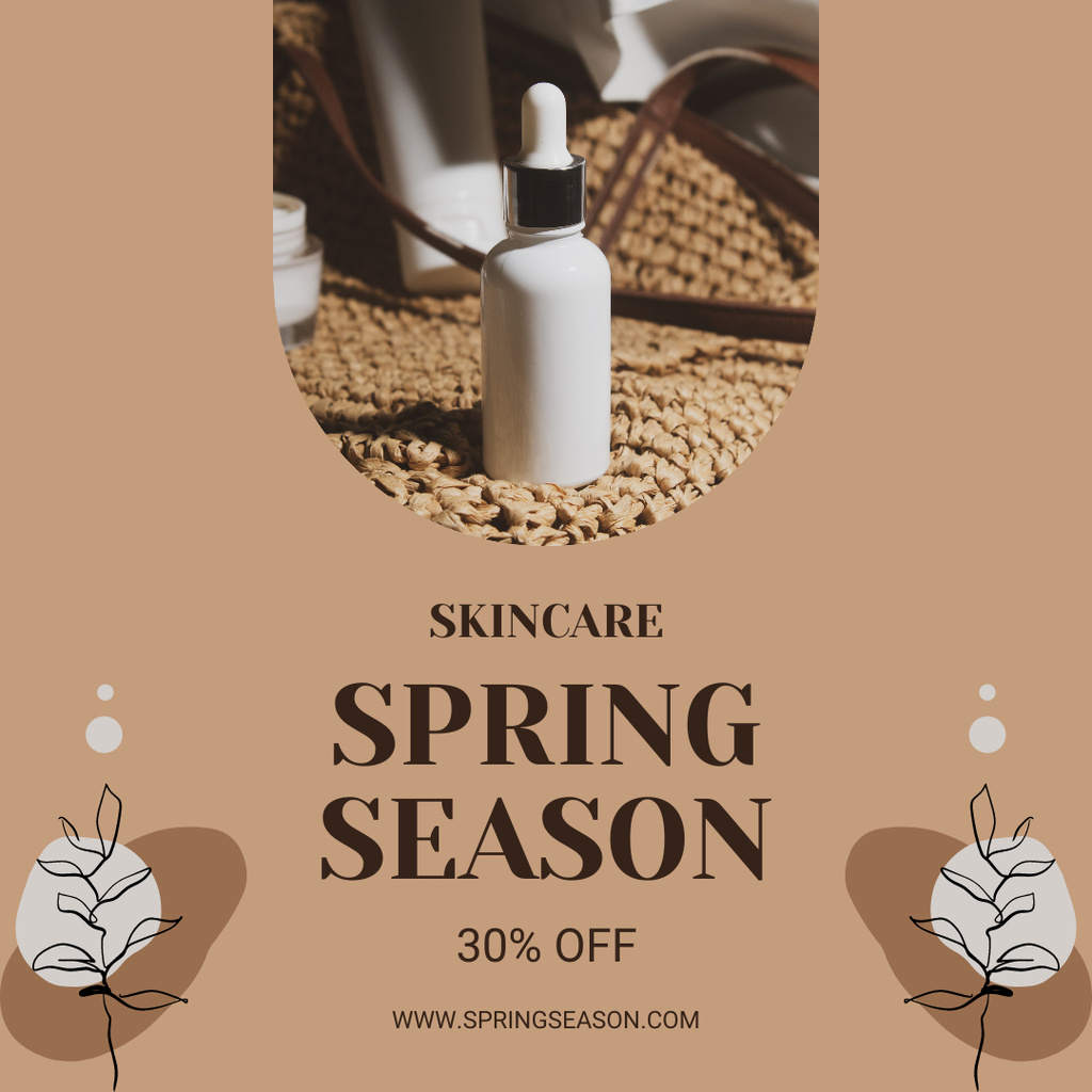 Natural Skin Care Spring Sale Instagram AD Design Template