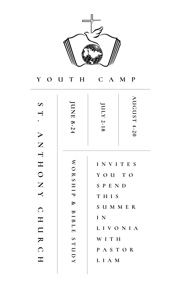 Youth Religious Camp Promotion Schedule Invitation 4.6x7.2in Modelo de Design