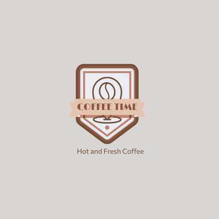 Emblem of Coffee Shop with Hot and Fresh Coffee Logo Design Template