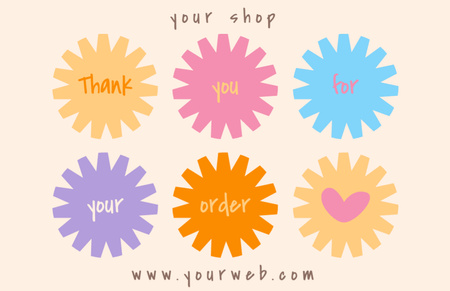Thank You for Your Order Message with Colorful Round Shapes Thank You Card 5.5x8.5inデザインテンプレート