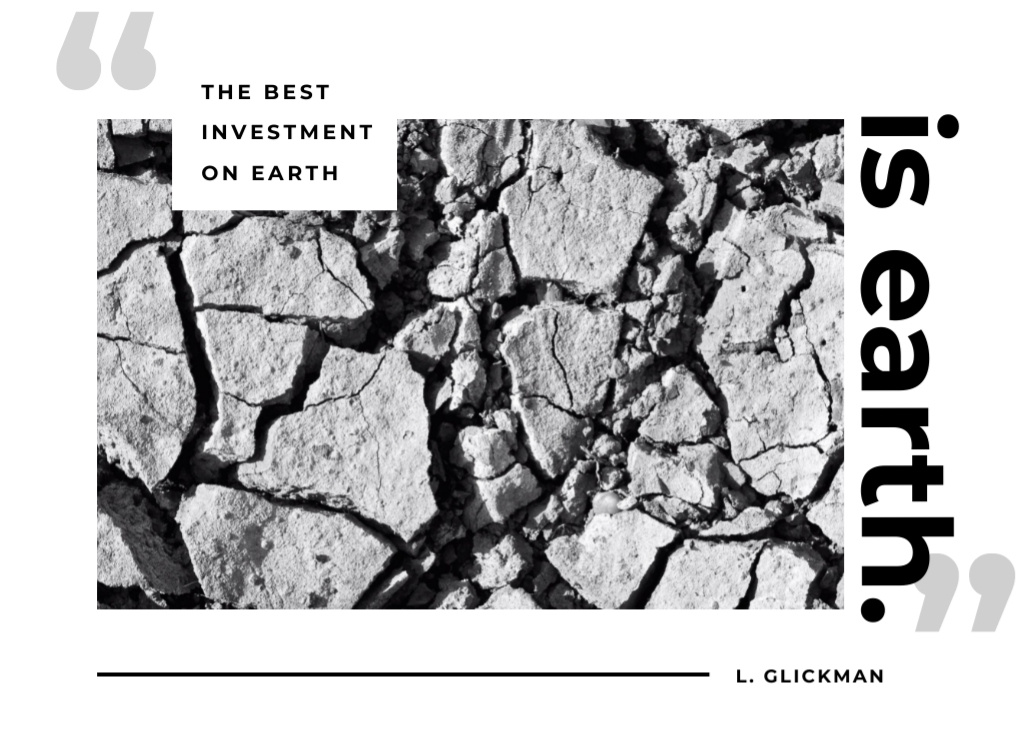 Earth Protection Quote on Background of Cracks In Dry Soil Postcard 5x7inデザインテンプレート