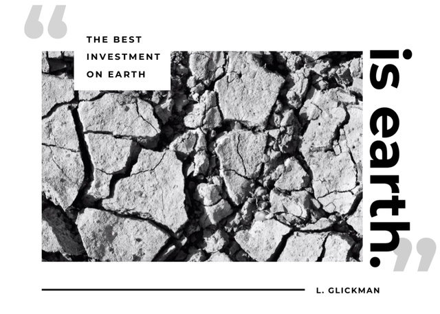 Earth Protection Quote on Background of Cracks In Dry Soil Postcard 5x7in Šablona návrhu