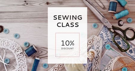 Plantilla de diseño de Tools for Sewing on Table Facebook AD 