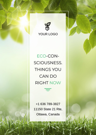 Eco Quote Light Bulb with Leaves Flyer A6 Design Template